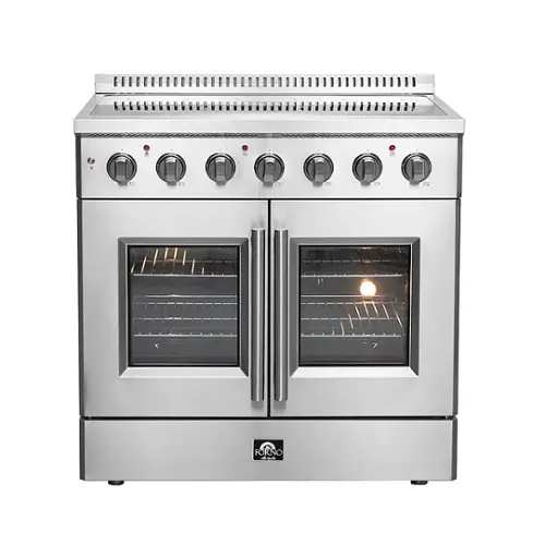 Front. Forno Appliances - Galiano  Alta Qualita 5.36 Cu. Ft. Freestanding Electric Range with French Doors and True Convection Oven - Stainless Steel.