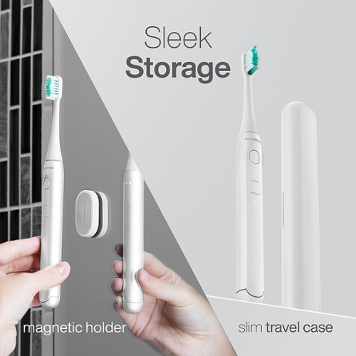 AquaSonic Icon - Ultra-Slim Electric Toothbrush with Travel Case, Magnetic Holder, Battery Operated - white HOW TO BUY