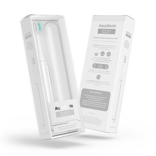 AquaSonic Icon - Ultra-Slim Electric Toothbrush with Travel Case, Magnetic Holder, Battery Operated - white BUY IN EUROPE