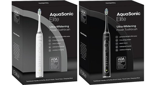 AquaSonic Elite Duo Ultra-Whitening Electric Toothbrush Set - Black & White