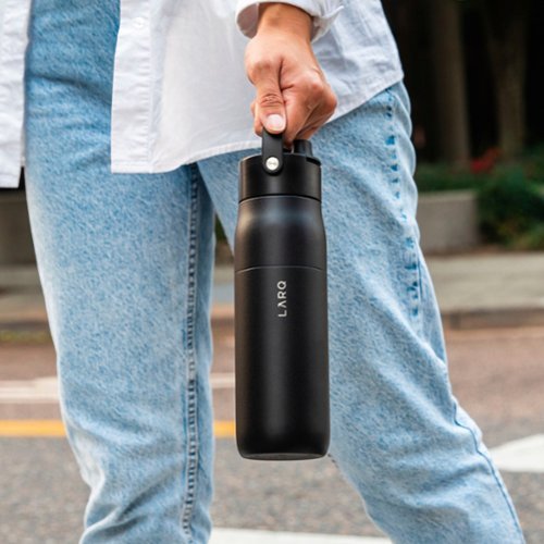 LARQ Bottle Swig Top 34oz - Insulated Stainless Steel Water Bottle With Built-In Soft Handle | For Sports, Gym, and Travel - Obsidian Black GLOBAL SHIPPING