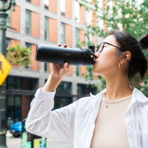 LARQ Bottle Swig Top 34oz - Insulated Stainless Steel Water Bottle With Built-In Soft Handle | For Sports, Gym, and Travel - Obsidian Black HOW TO BUY