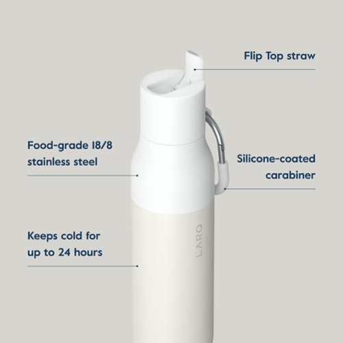 LARQ Bottle Flip Top 25 oz - Insulated Stainless Steel Water Bottle With Straw | For Sports, Gym, and Travel - Granite White WORLDWIDE DELIVERY