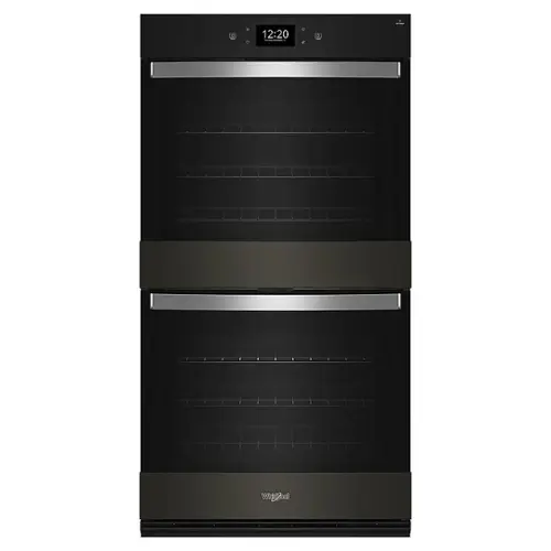 Front. Whirlpool - 30" Smart Built-In Electric Convection Double Wall Oven with Air Fry - Black Stainless Steel with PrintShield Finish.