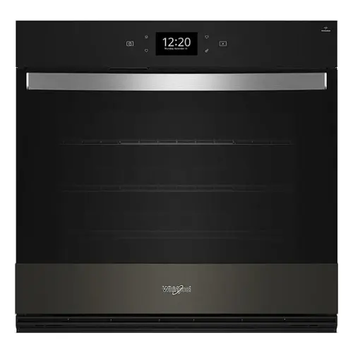Front. Whirlpool - 30" Smart Built-In Single Electric Wall Oven with Air Fry - Black Stainless Steel with PrintShield™ Finish.