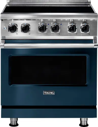 Front. Viking - 5 Series 4.7 Cu. Ft. Freestanding Electric Induction Range - Slate Blue.