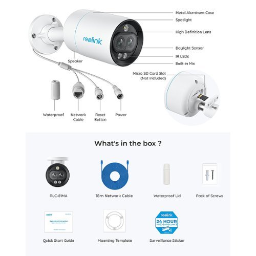 Reolink Dual-Lens Outdoor PoE Wired 4K Security Camera with 18m Network Cable - White WORLDWIDE DELIVERY