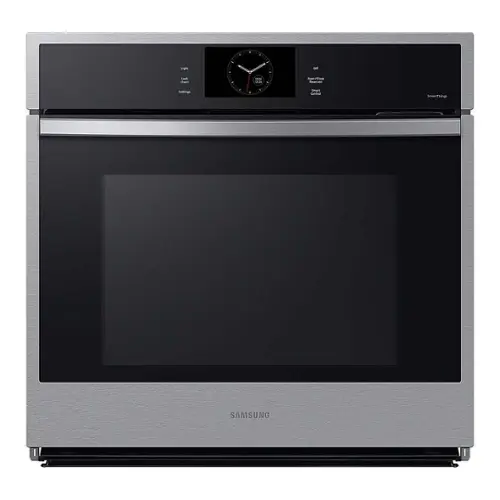 Front. Samsung - 30" Built-In Single Electric Convection Wall Oven with Steam Cook - Stainless Steel.