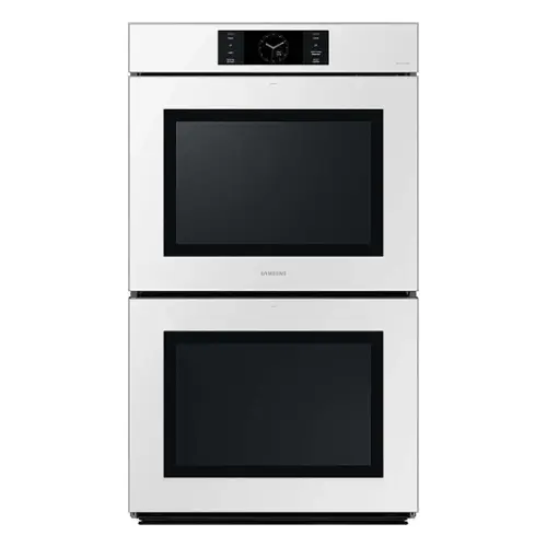 Front. Samsung - BESPOKE 30" Built-In Electric Convection Double Wall Oven with AI Pro Cooking Camera - White Glass.