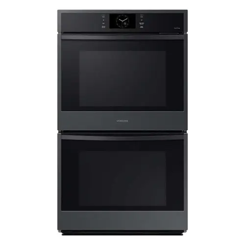 Front. Samsung - 30" Built-In Electric Convection Double Wall Oven with Steam Cook - Matte Black.