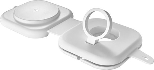 Best Buy essentials™ - 2-in-1 Magnetic Wireless Charging Pad for iPhone & Qi Compatible devices and Apple Watch charger holder - White-Front_Standard