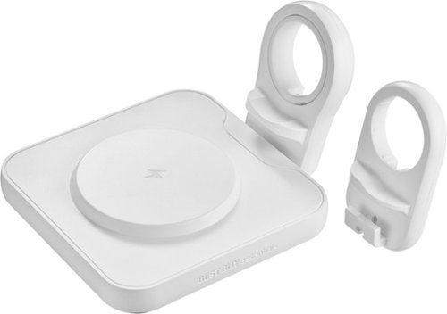 Best Buy essentials™ - 2-in-1 15W Wireless Charger Kit with Watch Charger Holder for iPhone, Samsung and More Qi Devices - White