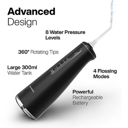 AquaSonic Elite - Portable Cordless Water Flosser - 4 Modes, 8 Pressure Settings, 4 Tips, 300ml Tank, Rechargable, Travel Bag - black HOW TO BUY
