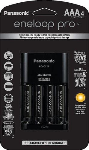 Panasonic - Eneloop Rechargeable AAA Batteries 4-Pack with Charger