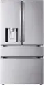 Front. LG - Standard-Depth MAX 28.6 Cu. Ft. 4-Door French Door Smart Refrigerator with Full-Convert Drawer - PrintProof Stainless Steel.