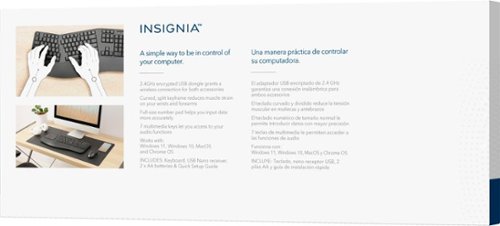 Insignia™ Full-Size Wireless Ergonomic Membrane Keyboard - Black SHOP ONLINE