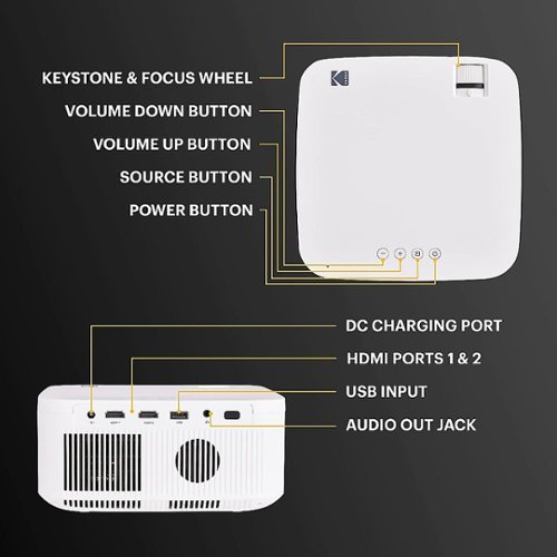 Kodak FLIK X10 Full HD Home Projector, 1080p Portable Projector & Home Theater System with Remote Control - White WORLDWIDE DELIVERY