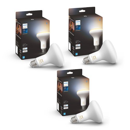 Philips - Hue BR30 Bluetooth 85W Smart LED Bulb (3-pack) - White