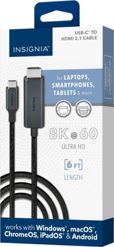 Insignia™ 6’ 8K Ultra HD USB-C to HDMI 2.1 Braided Cable - Black GLOBAL SHIPPING