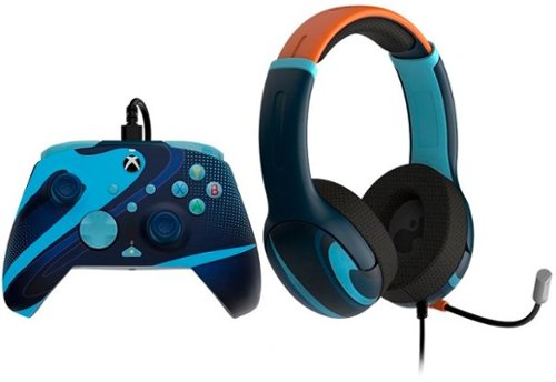 PDP - Bundle Pack: REMATCH GLOW Advanced Wired Controller & AIRLITE GLOW Wired Headset: Xbox Series X|S, XBOne, & PC - Blue Tide-Front_Standard 