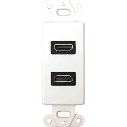 DataComm Electronics - Decor Wall Plate Insert with 90° Dual HDMI Connector - White
