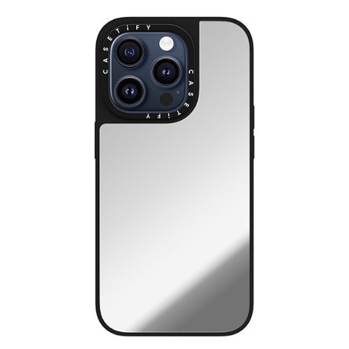 CASETiFY Mirror Case with MagSafe for Apple iPhone 15 Pro - Silver with Black Bumper WORLDWIDE DELIVERY