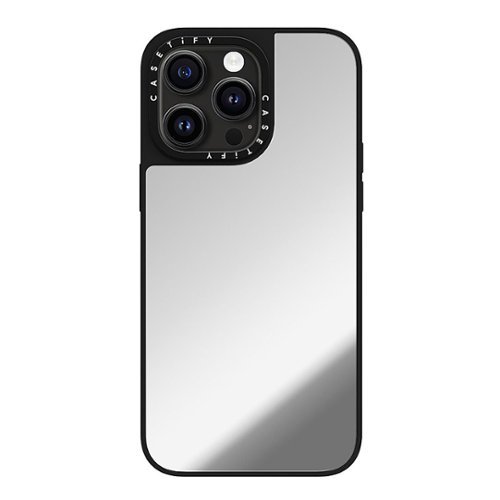 CASETiFY Mirror Case with MagSafe for Apple iPhone 15 Pro Max - Silver with Black Bumper GLOBAL SHIPPING