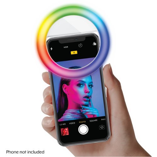 Bower Clip-on LED Selfie Light with Built-in Rechargeable Battery and Multicolor Lighting Effects - White HOW TO BUY