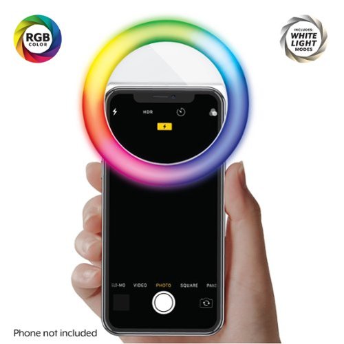 Bower Clip-on LED Selfie Light with Built-in Rechargeable Battery and Multicolor Lighting Effects - White WHERE TO BUY