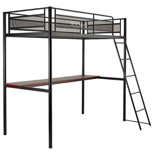 

X Rocker - HQ Gaming Twin Bunk Bed with Built-In Shelving - Black