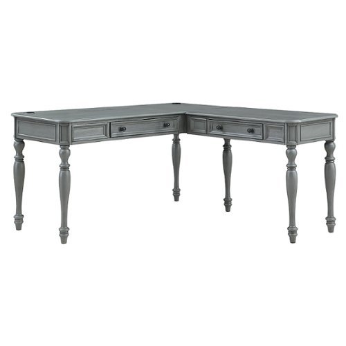 OSP Home Furnishings - Country Meadows L-Shaped Desk with Power - Plantation Grey