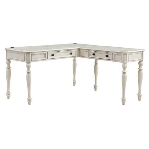 OSP Home Furnishings - Country Meadows L-Shaped Desk with Power - Antique White