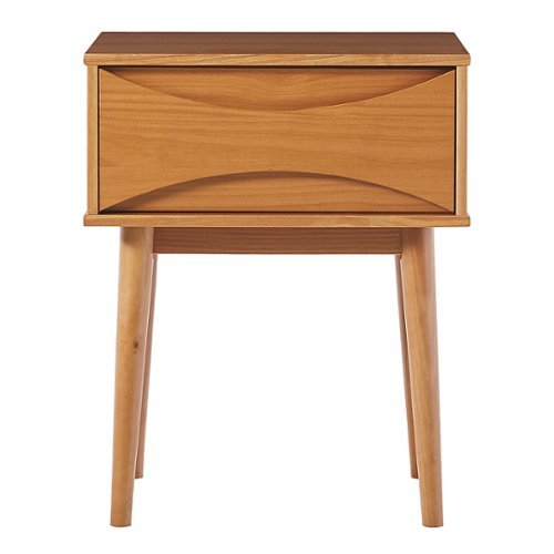 Walker Edison - Mid-Century Modern Solid Wood 1-Drawer Nightstand - Caramel