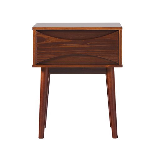 Walker Edison - Mid-Century Modern Solid Wood 1-Drawer Nightstand - Walnut