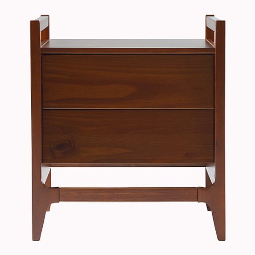 Walker Edison - Mid-Century Modern Solid Wood 2-Drawer Nightstand - Walnut