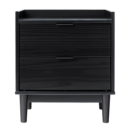 Walker Edison - Mid-Century Modern 2-Drawer Gallery-Top Nightstand - Black