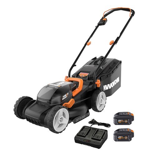 Photos - Lawn Mower Worx  WG779 40V 14"  with Grass Collection Bag and Mulcher (2 x 