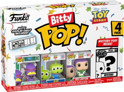 Funko - Bitty POP Disney: Pixar Toy Story 4 Pack- Zurg, Alien, Buzz Lightyear, and a Mystery Character