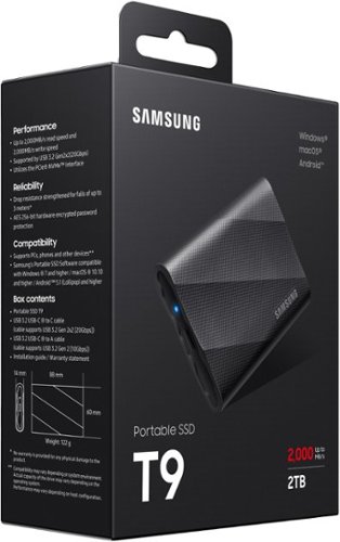 Samsung T9 Portable SSD 2TB, Up to 2,000MB/s, USB 3.2 Gen2 - Black BUY IN MIDDLE EAST