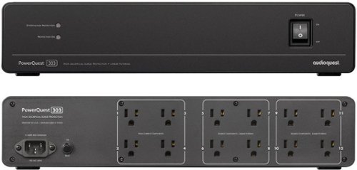 AudioQuest - PowerQuest 303 12-Outlet Unlimited Joules Non-Sacrificial Surge Protector and Linear Power Conditioner - Black