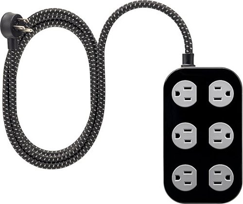 Cordinate - 6-Outlet Surge Protector with 8ft Cord - Black/Gray