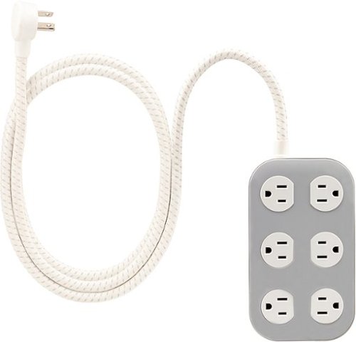 Cordinate - 6-Outlet Surge Protector with 8ft Cord - Cream/Gray
