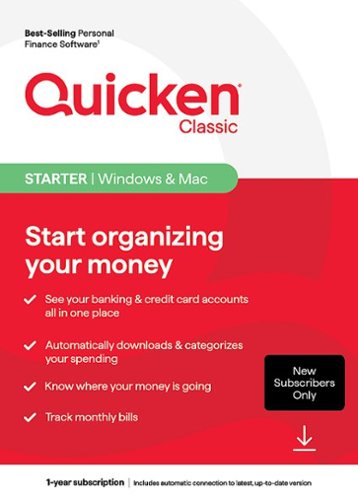 Quicken Classic Starter  for New Subscribers, 1-Year Subscription - Mac OS, Windows, Android, Apple iOS [Digital]