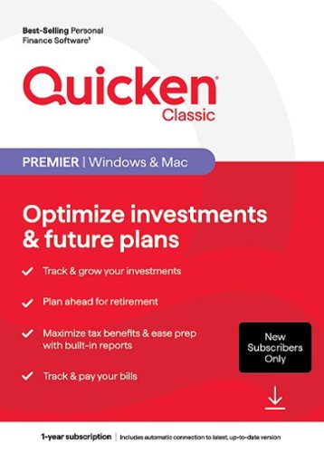 Quicken Classic Premier  for New Subscribers, 1-Year Subscription - Mac OS, Windows, Android, Apple iOS [Digital]