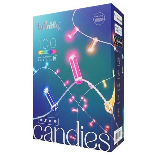 Twinkly - Candies Candle Shaped 100 RGB LED Smart Light String Clear Wire USB-C - Multicolor