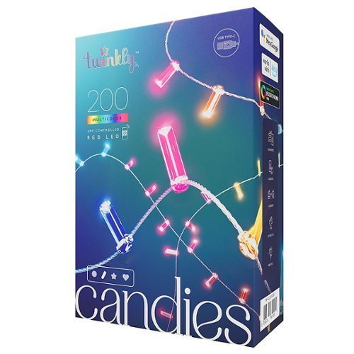 Twinkly - Candies Candle Shaped 200 RGB LED Smart Light String Green Wire USB-C - Multicolor
