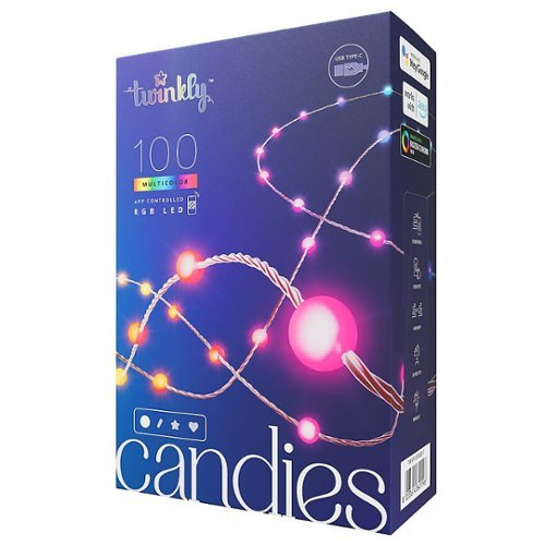 Twinkly - Candies Pearl Shaped 100 RGB LED Smart Light String Clear Wire USB-C - Multicolor