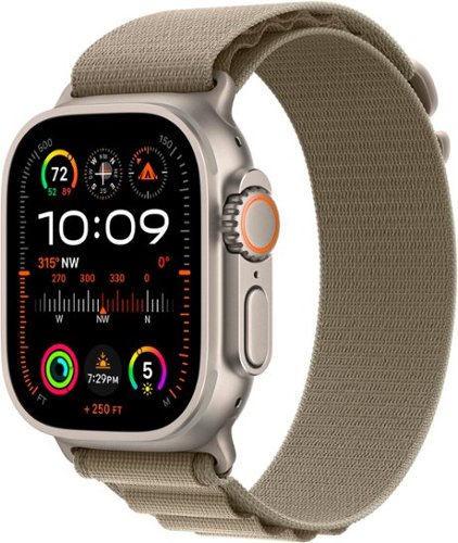 Apple Watch Ultra 2 (GPS + Cellular) 49mm Titanium Case with Olive Alpine Loop with Blood Oxygen - Large - Titanium