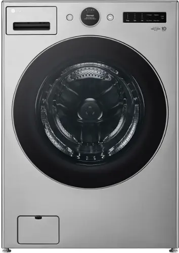Front. LG - 4.5 Cu. Ft. High-Efficiency Stackable Smart Front Load Washer with Steam and and ezDispense - Graphite Steel.