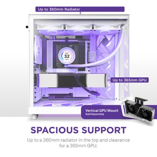 NZXT H6 Flow RGB ATX Mid Tower PC Case with Dual Chamber White CC